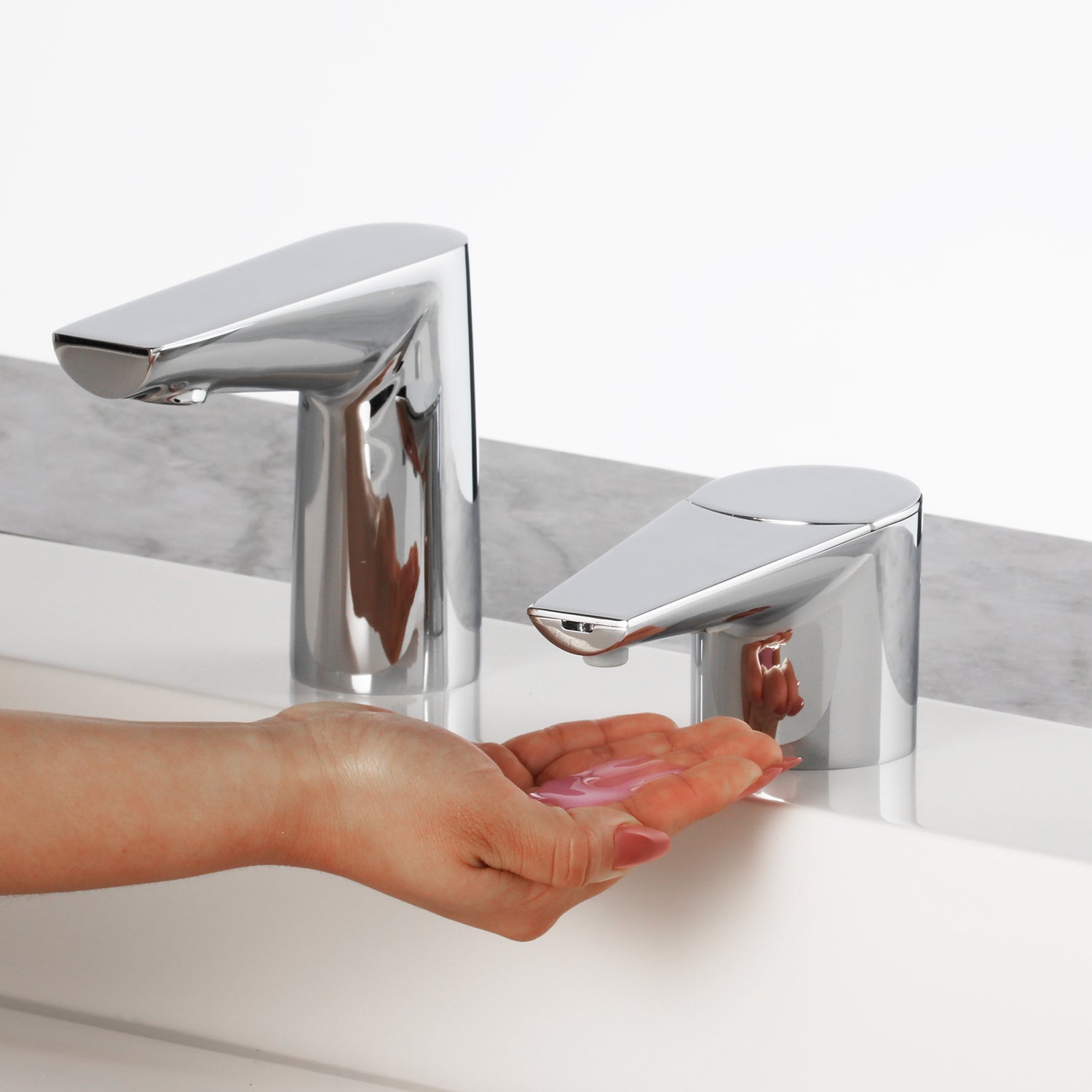 Bobrick B-878 NEW: Designer Series Automatic Top Fill Liquid Soap Dispenser, Polished Chrome — alternate view 3