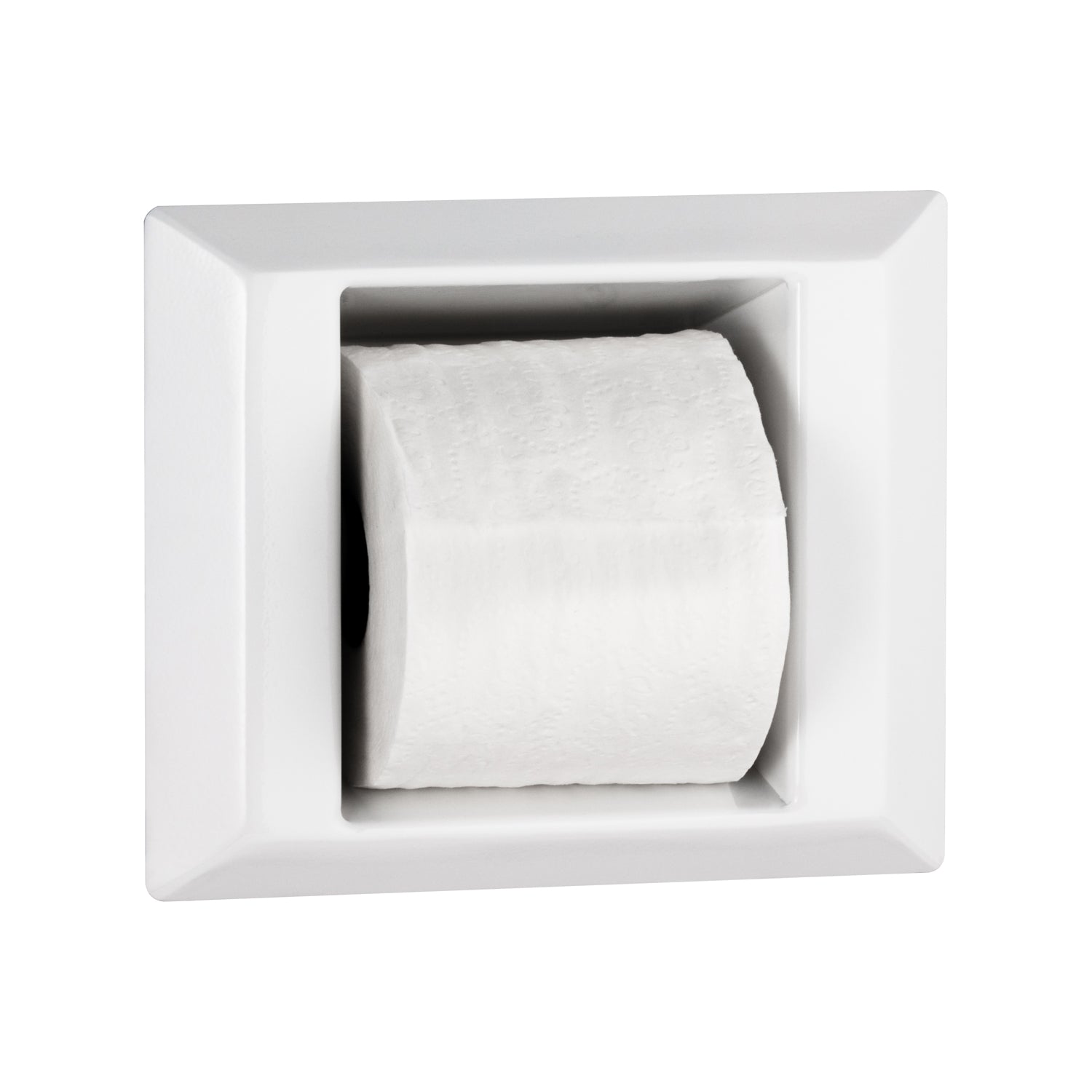 Bobrick B-9882 Semi-Recessed Toilet Paper Holder, Ligature Resistant, White Powder-Coated — alternate view 2