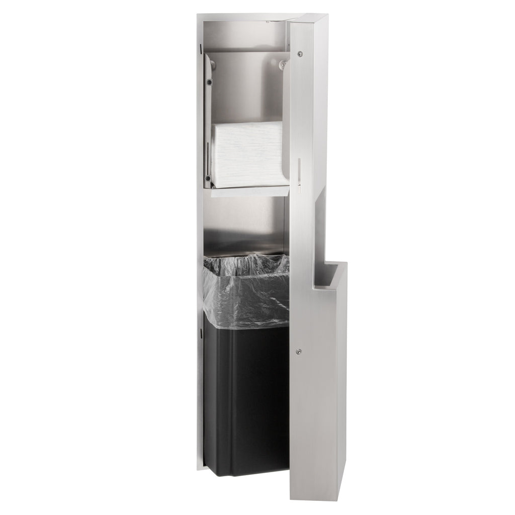 Bobrick B-9944 FINO Semi-Recessed Towel Dispenser and Waste Receptacle — alternate view 3
