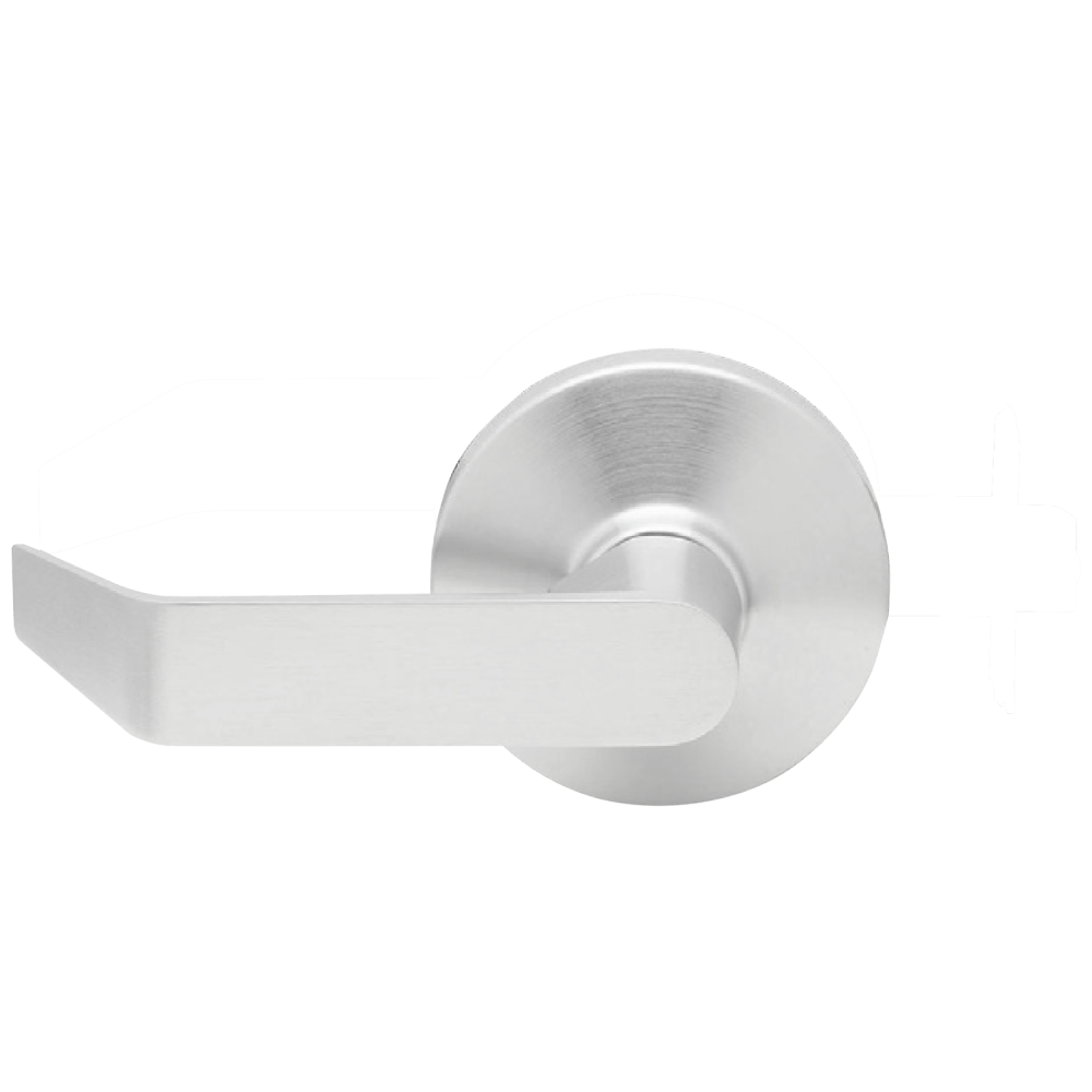 Falcon B Series Dane lever dummy trim representative supplier image in satin chrome; ordered finish is listed on the product page