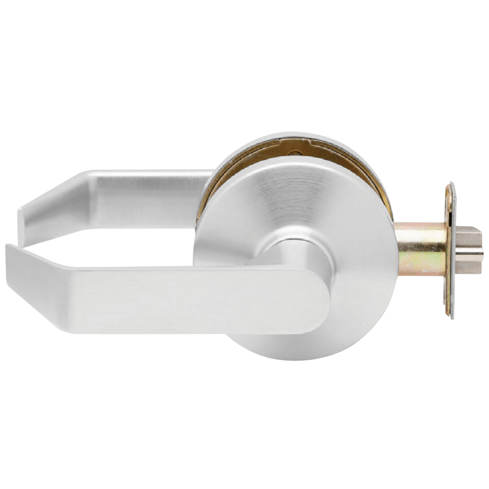 Falcon B Series Dane lever passage representative supplier image in satin chrome; ordered finish is listed on the product page