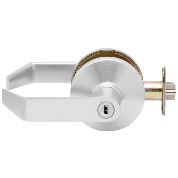 Falcon B Series Dane lever privacy representative supplier image in satin chrome; ordered finish is listed on the product page