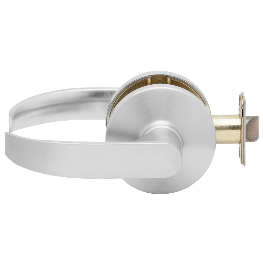 Falcon B Series Quantum lever passage representative supplier image in satin chrome; ordered finish is listed on the product page