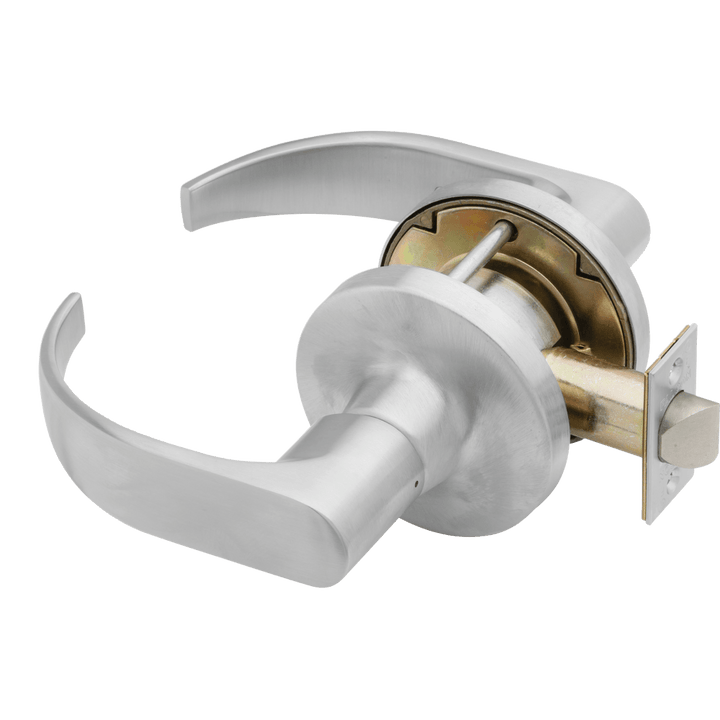 Falcon T Series Quantum lever passage representative supplier image in satin chrome; ordered finish is listed on the product page