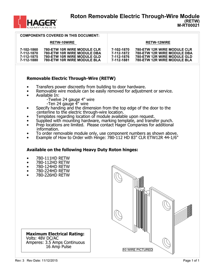 Official Hager RETW family image; exact MPN controls ordered configuration.