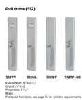 Falcon manufacturer catalog excerpt showing exact 512DT pull trim; related 512 trim variants appear for context
