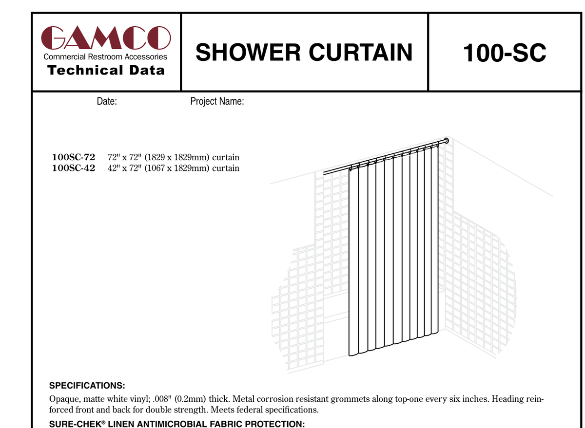 GAMCO 100SC 72X72 manufacturer visual evidence
