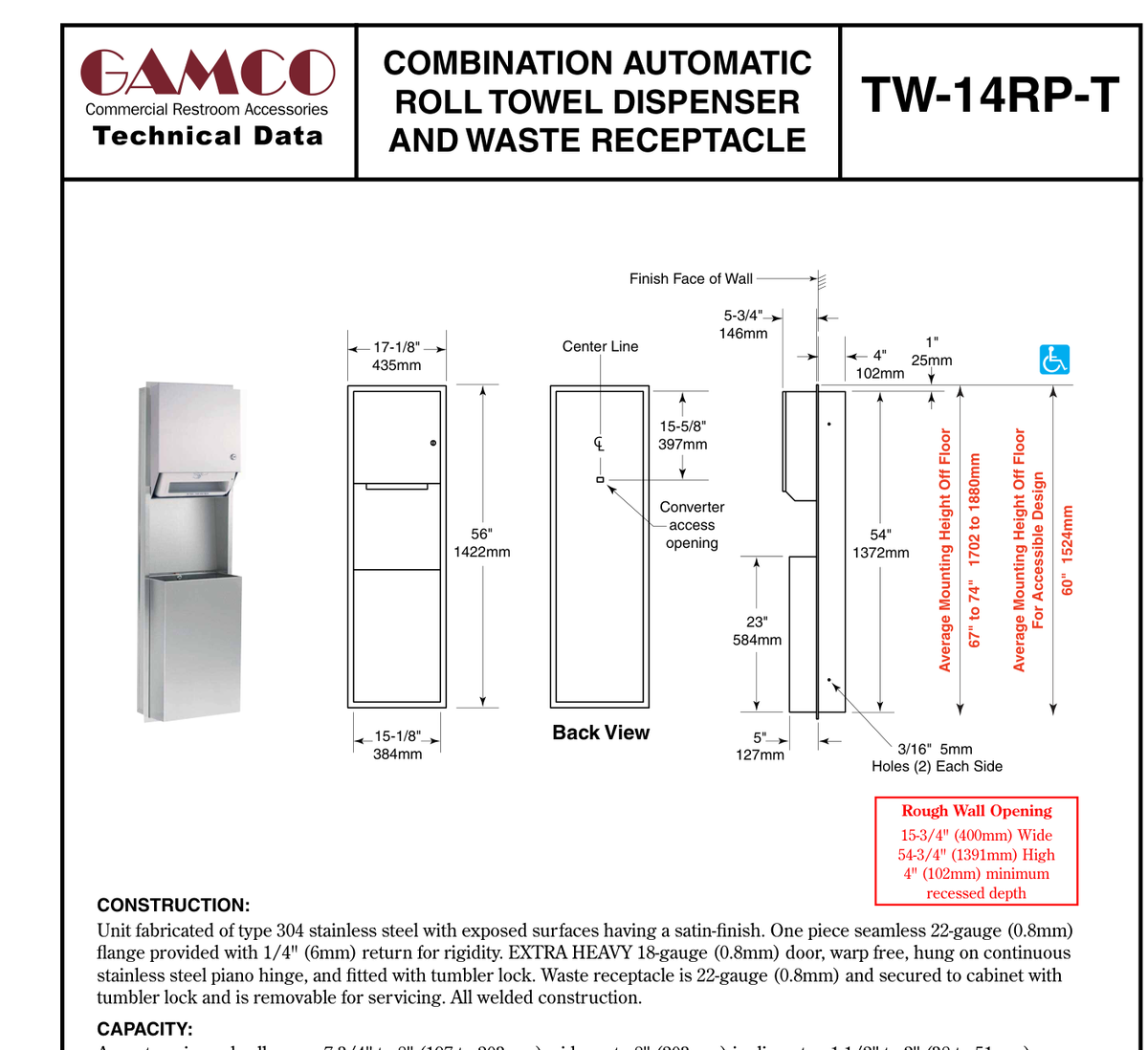 GAMCO TW-14RP-T manufacturer visual evidence