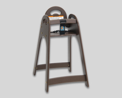 Koala KB105-09-KD brown Designer high chair shown assembled; ships unassembled