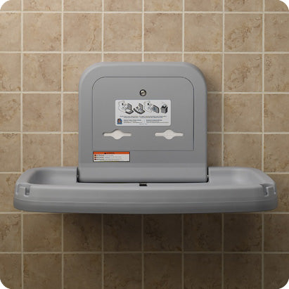Koala KB200 grey changing station open; installed context for 465-01-KIT
