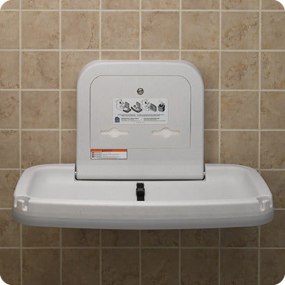Koala KB200 white granite changing station open; installed context for 466-05-KIT